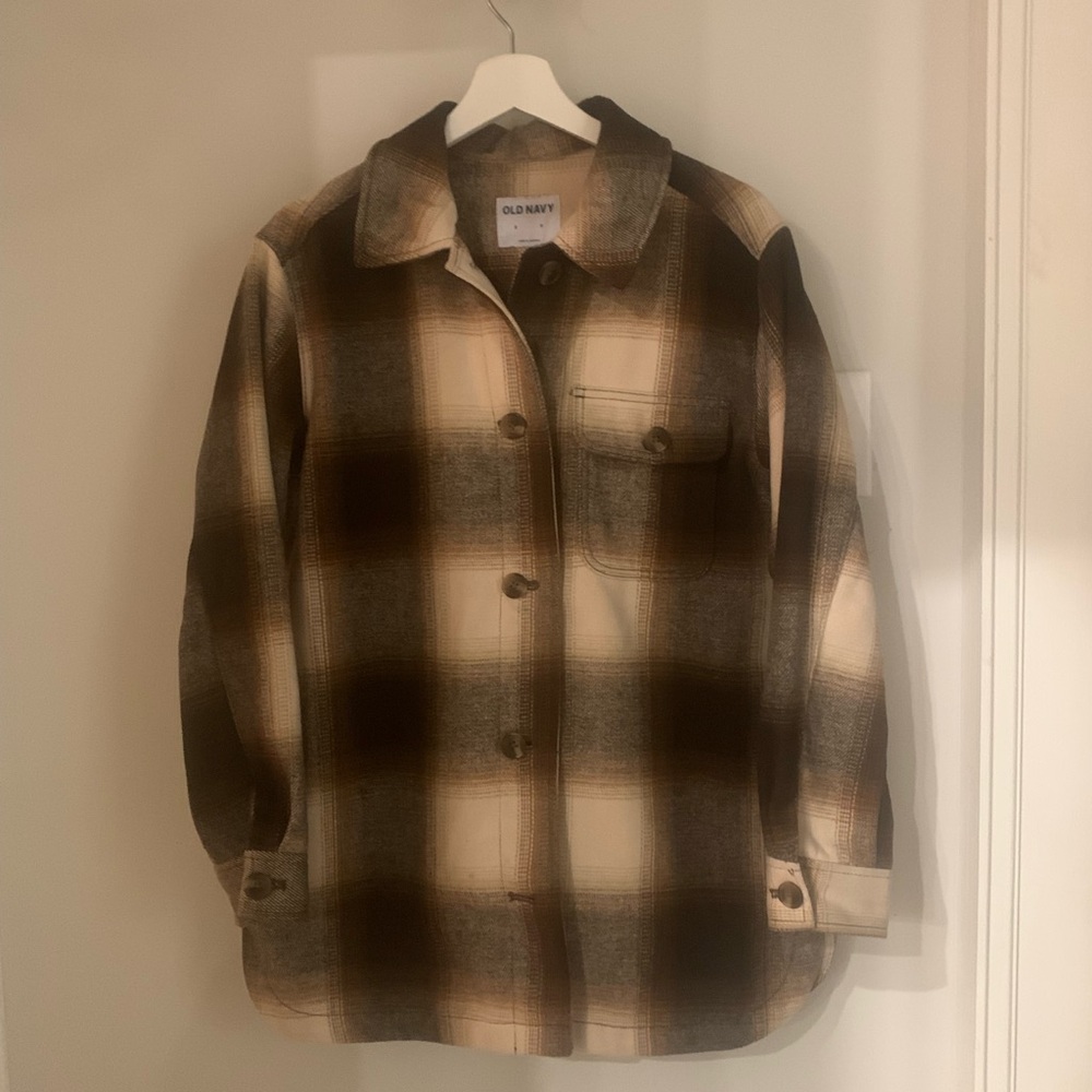 Old Navy Plaid Jacket - Brown and Cream
